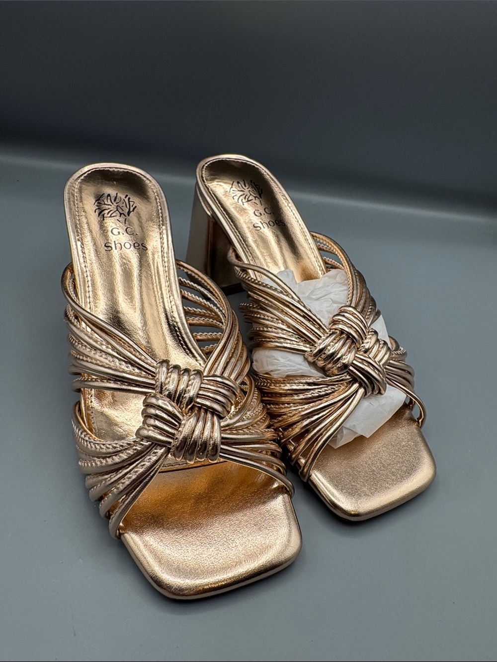 G.C. Shoes Josie Bronze Strappy Heeled Sandals